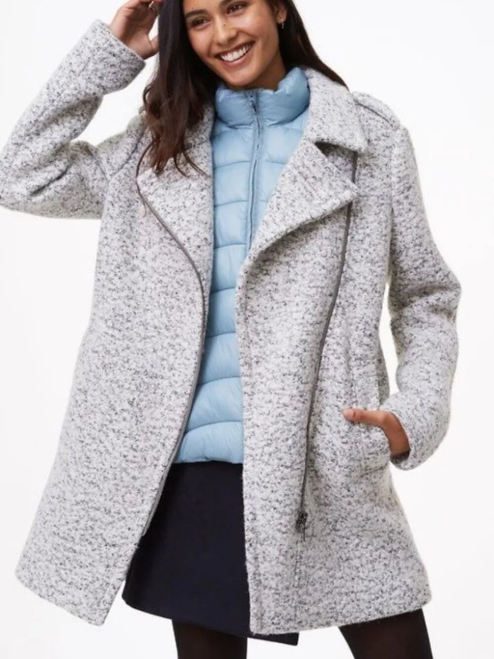 LOFT Women's Textured Gray Wool Blend Jacket